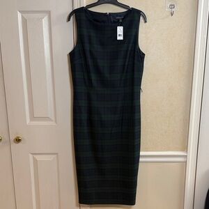 Brooks Brothers Black Watch Tartan Midi Sheath Dress